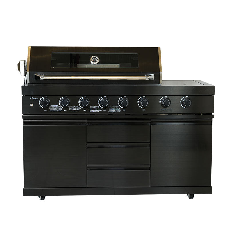 Complete buitenkeuken - spoelbak + kraan - BBQ gasgrill met zijbrander + koelkast