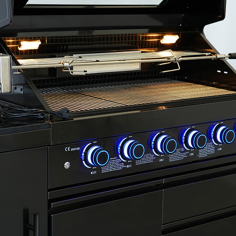 Complete buitenkeuken - spoelbak + kraan - BBQ gasgrill met zijbrander + koelkast