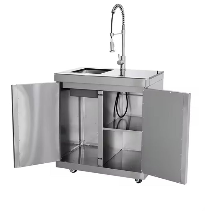 Doppeltürschrank + Spüle und Wasserhahn