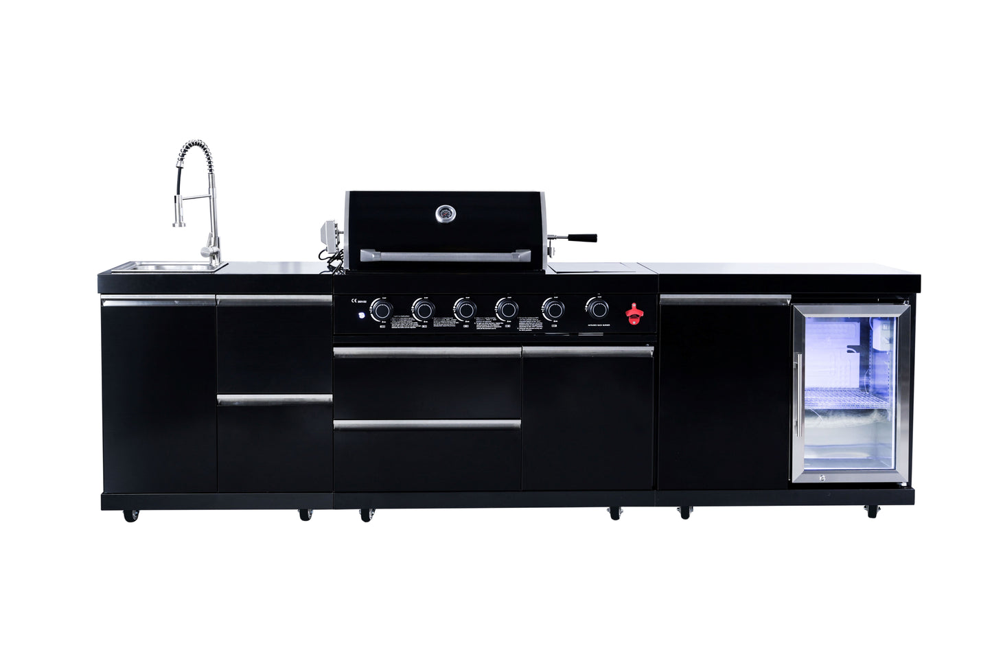 Complete buitenkeuken - spoelbak + kraan - BBQ gasgrill met zijbrander + koelkast