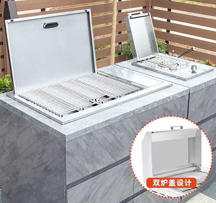 Gasgrill - Einbau - 4 Rohrbrenner - Bedienelemente seitlich - Außenküche