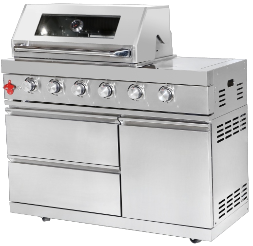 BBQ-Grill - 4 SS-Brenner + Keramik-Infrarotbrenner + Seitenbrenner (freistehend)
