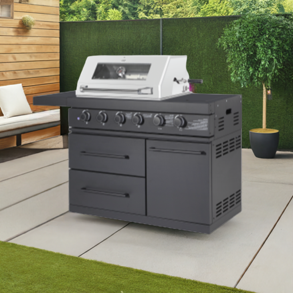 BBQ-Grill - 4 SS-Brenner + Keramik-Infrarotbrenner + Seitenbrenner (freistehend)