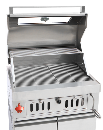 Charcoal Grill BBQ - With trolly wheels, cabinets, adjustable charcoal tray.