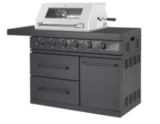 Complete keuken - BBQ gasgrill + koelkast met gootsteen en kraan (zwart)