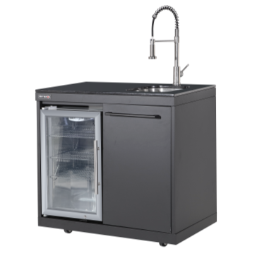 Complete keuken - BBQ gasgrill + koelkast met gootsteen en kraan (zwart)